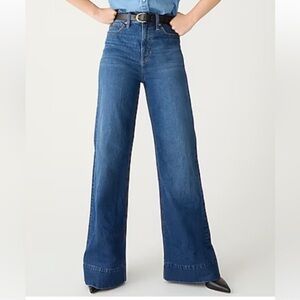 J. Crew Denim Trouser in Wesly Wash Size 34 = Size 18 Wide Leg Jeans